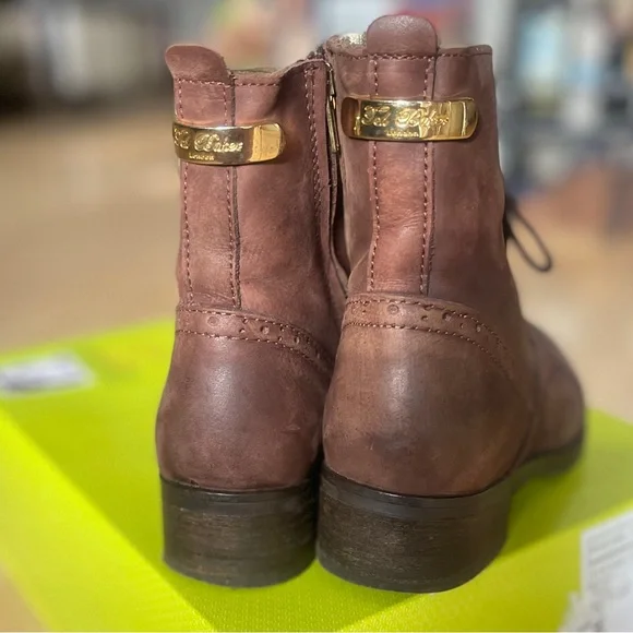 TED BAKER LONDON Combat Lace up Boots / Distressed Brown Leather / Size 7 - Picture 11 of 12